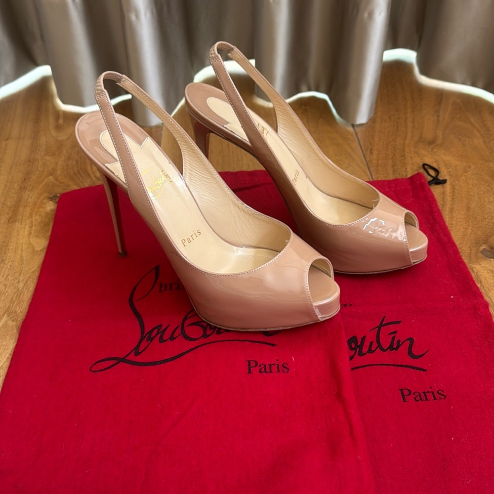 Christian Louboutin sling back nude pump